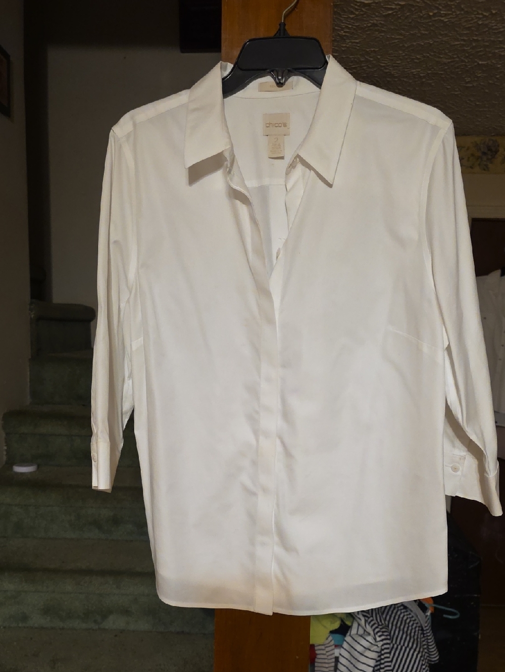 Chico's White Button-Up Dress Shirt